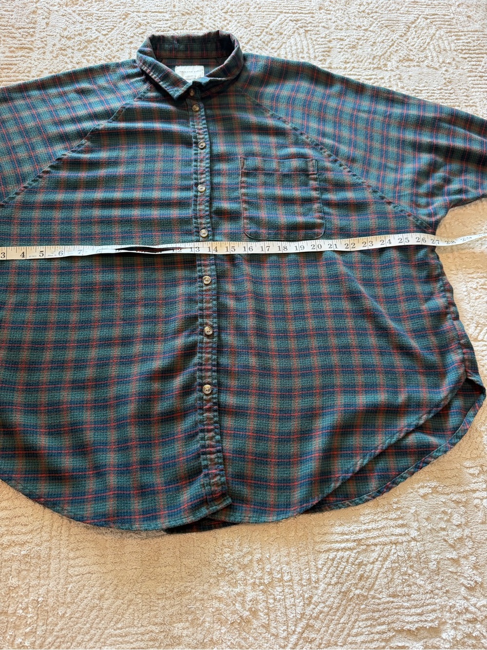 American Eagle Oversized Plaid Button Front Flannel Shirt Women’s Large - Picture 7 of 9